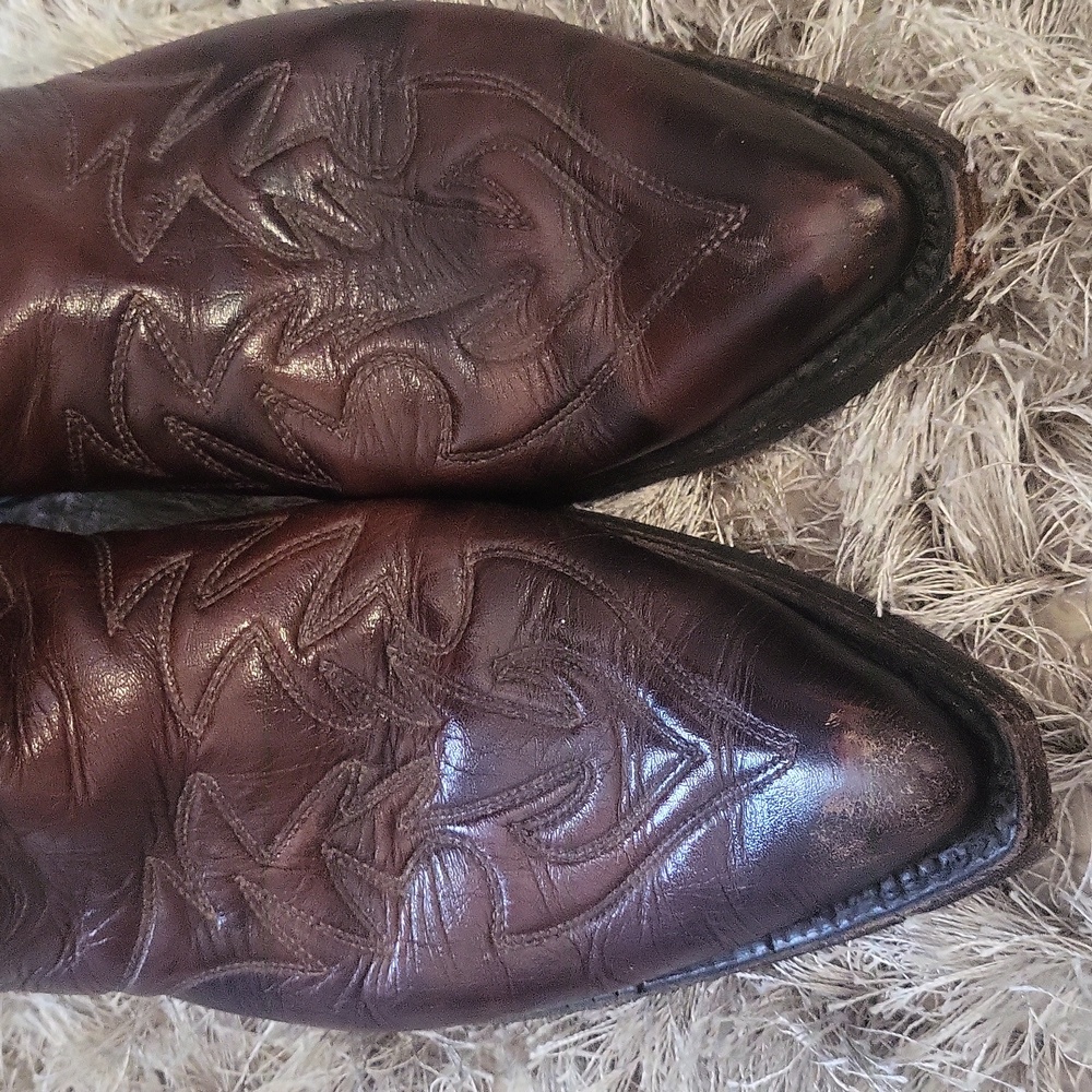 Brown Leather Cowboy Boots - Picture 7 of 8